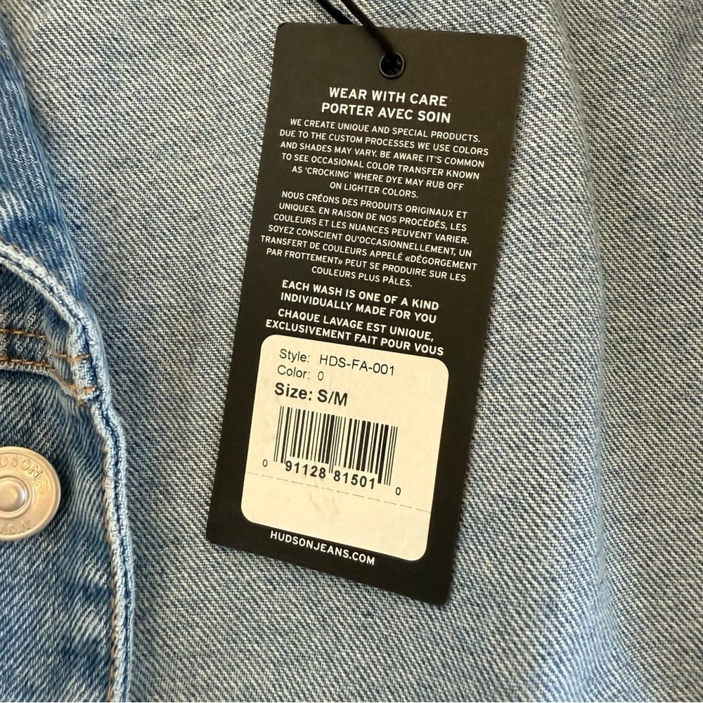 NWT Hudson Women’s Blue Trucker Denim Jacket Size Small/Medium - Picture 12 of 14
